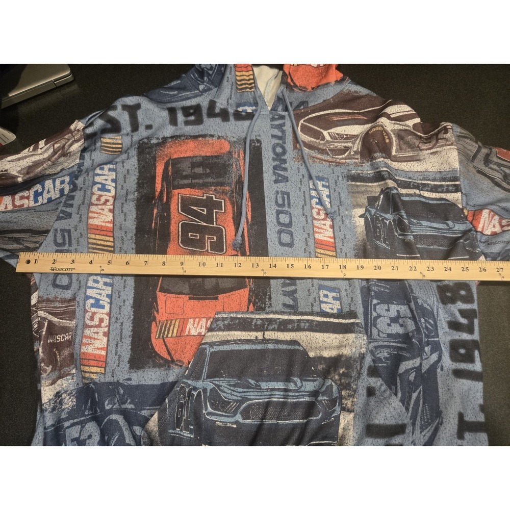 NASCAR Daytona 500 All Over Print Hoodie Mens XL Blue Racing Pullover 46 63 - Picture 3 of 6
